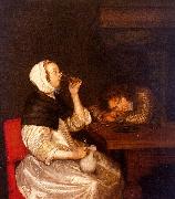 Gerard Ter Borch Woman Drinking with a Sleeping Soldier Spain oil painting artist